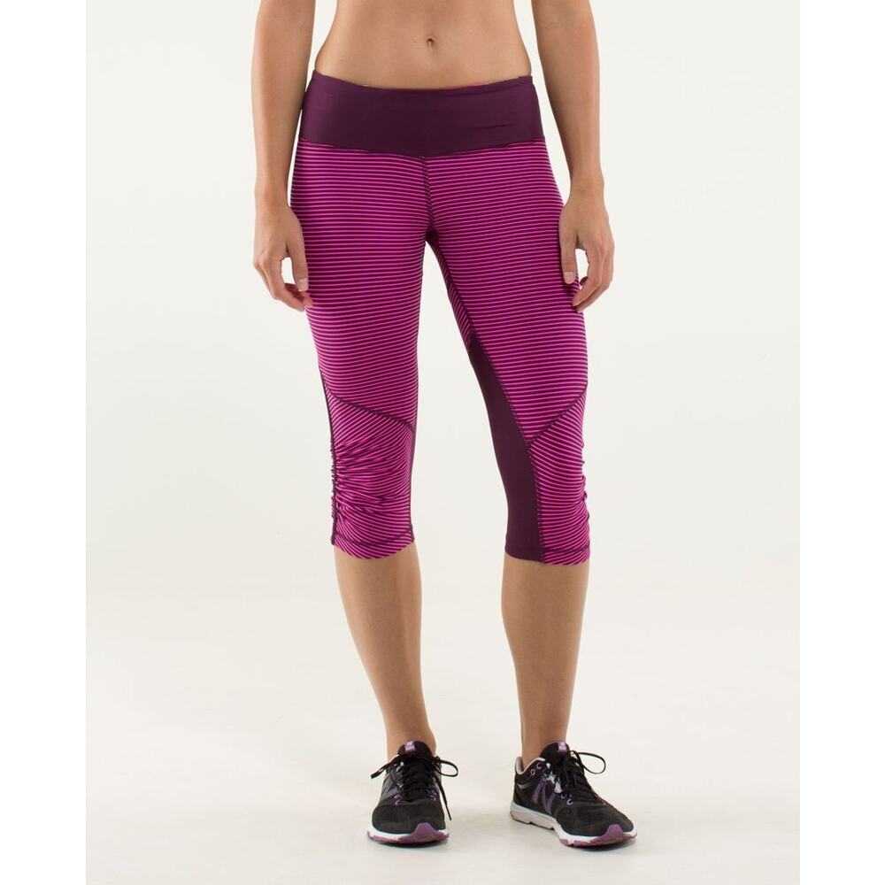 Lululemon Run: For Your Life Crop Hyper Stripe Raspberry Glo Light / Plum